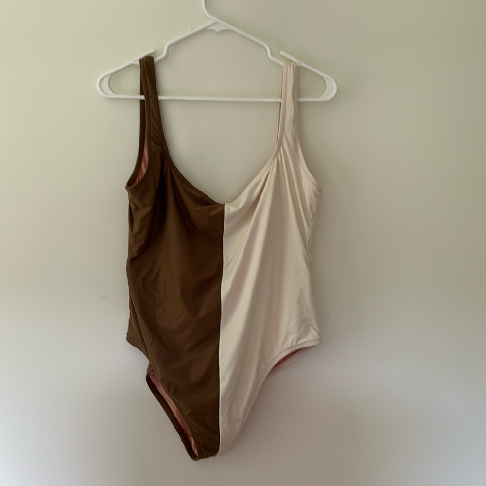 Madewell Second Wave Square-Neck Tank One-Piece Swimsuit in Colorblock